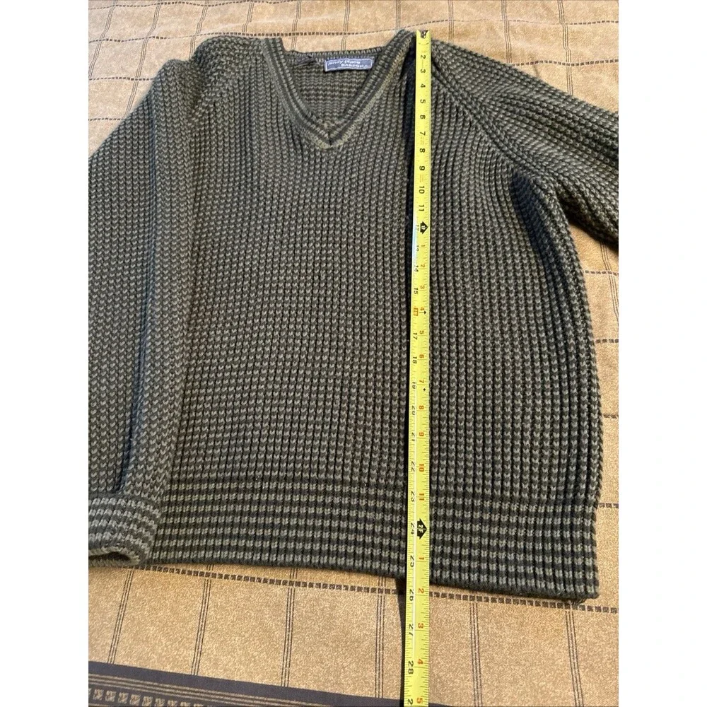 Vintage Jandy Place Bardon Inc Mens L 42-44 V-Neck Sweater Taiwan Green Brown